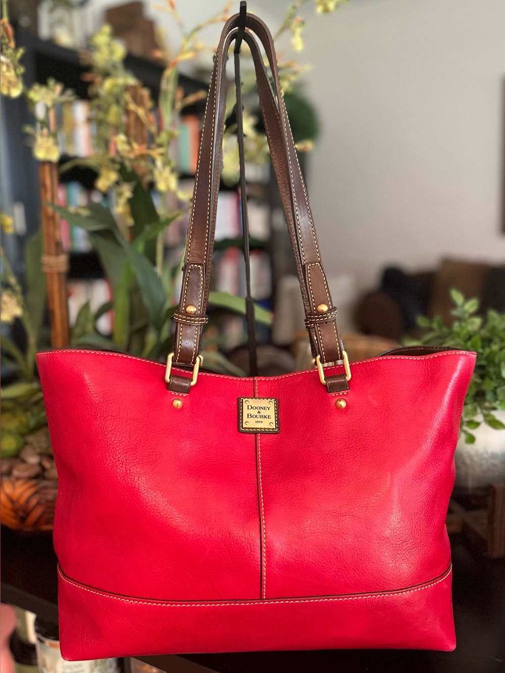 Dooney & Bourke Rare Red Toledo Florentine Leather Chelsea Shopper